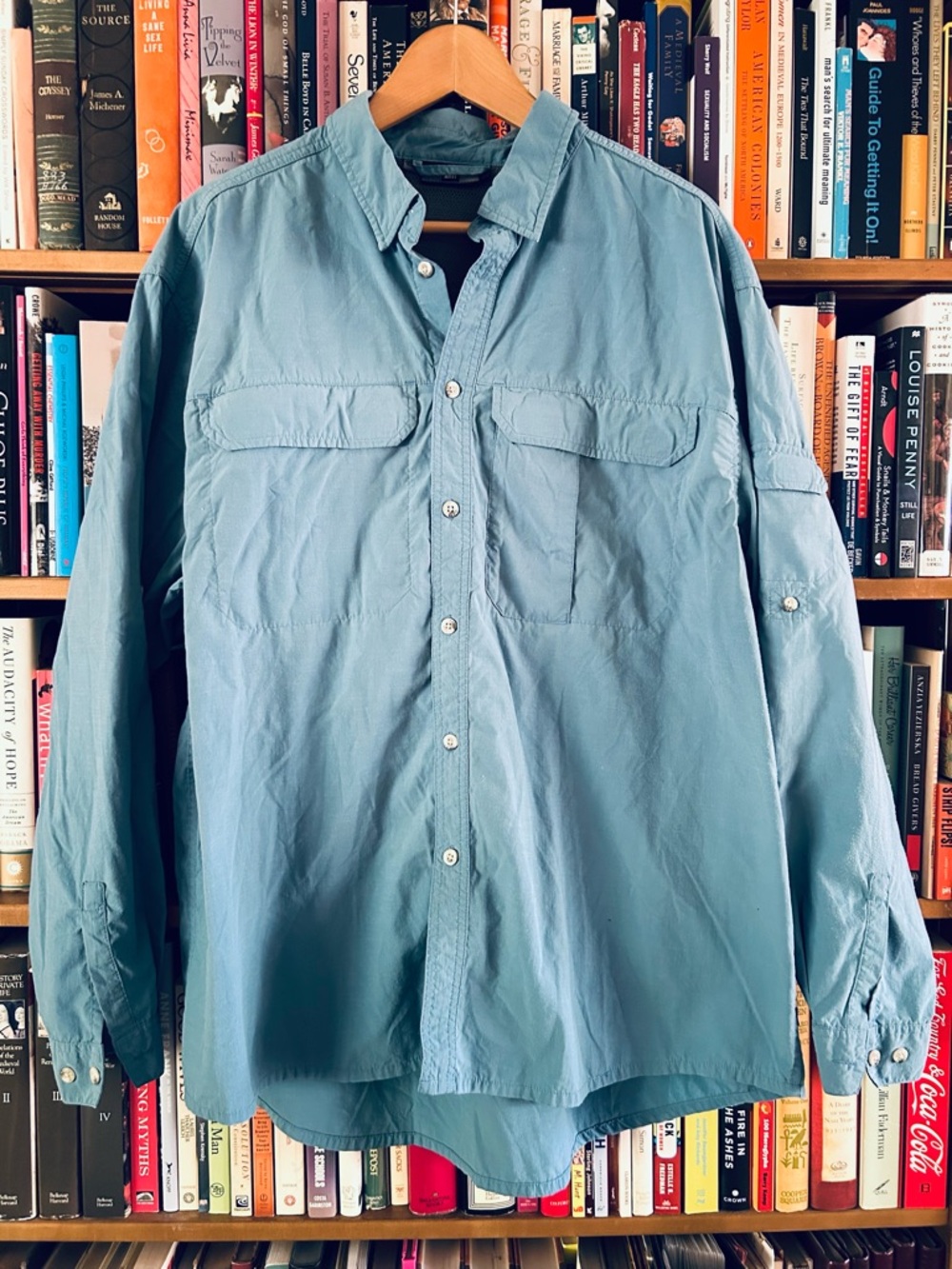 REI Slate Blue Hunting Hiking Fishing Travel UPF 40+ Long Sleeve Vented Shirt XL